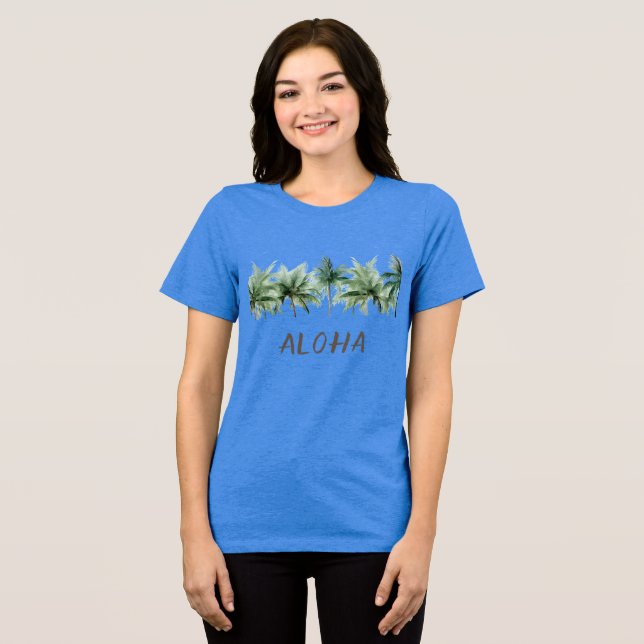 Tropical Palm Trees Aloha Tri-Blend Shirt (Front Full)