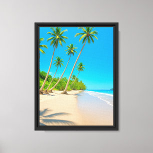 Tropical Palm Trees along Soft Sandy Shoreline Canvas Print