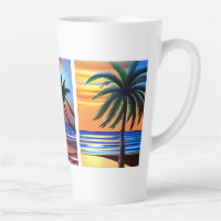 Tropical Palm Trees and Ocean Colourful
