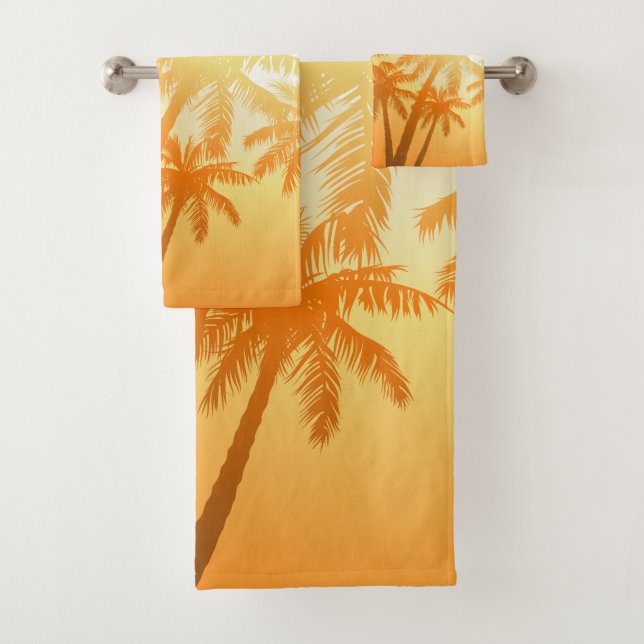Tropical palm trees at sunset bath towel set (Insitu)