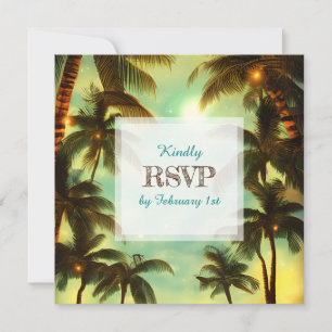 Tropical Palm Trees at Sunset Wedding Invitation