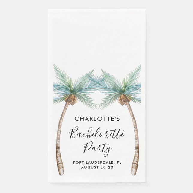 Tropical Palm Trees Bachelorette Party Napkin (Front)