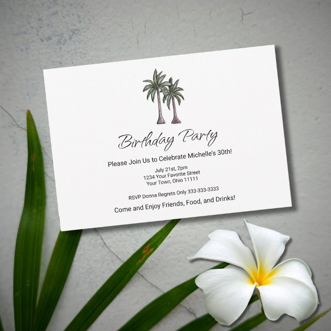 Tropical Palm Trees Beach 30th Birthday Party Invitation (Creator Uploaded)