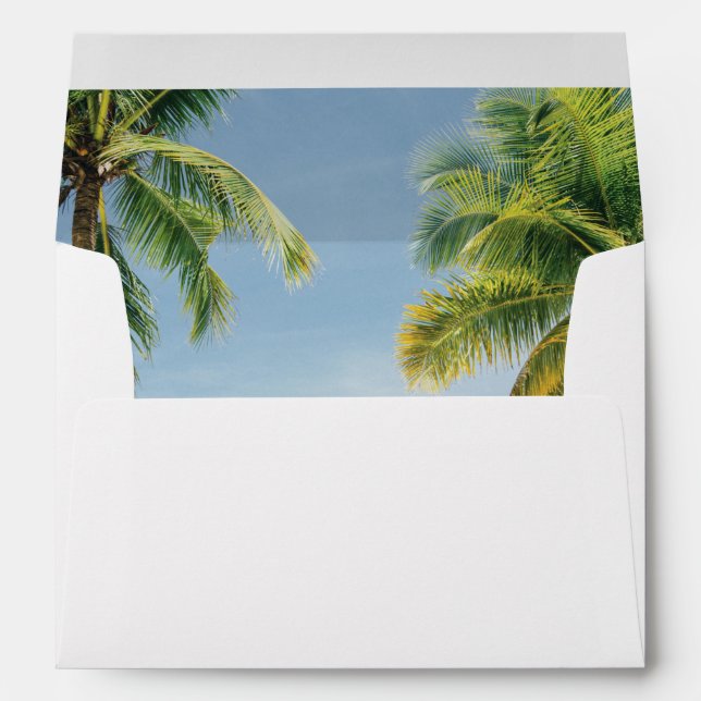 Tropical Palm Trees Beach 5x7 Wedding Invitation Envelope (Back (Bottom))