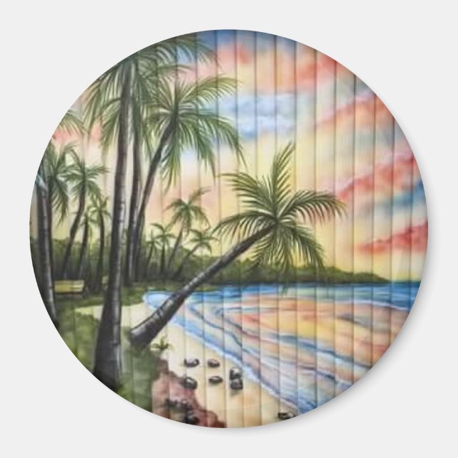 TROPICAL PALM TREES BEACH BLINDS MAGNET (Front)