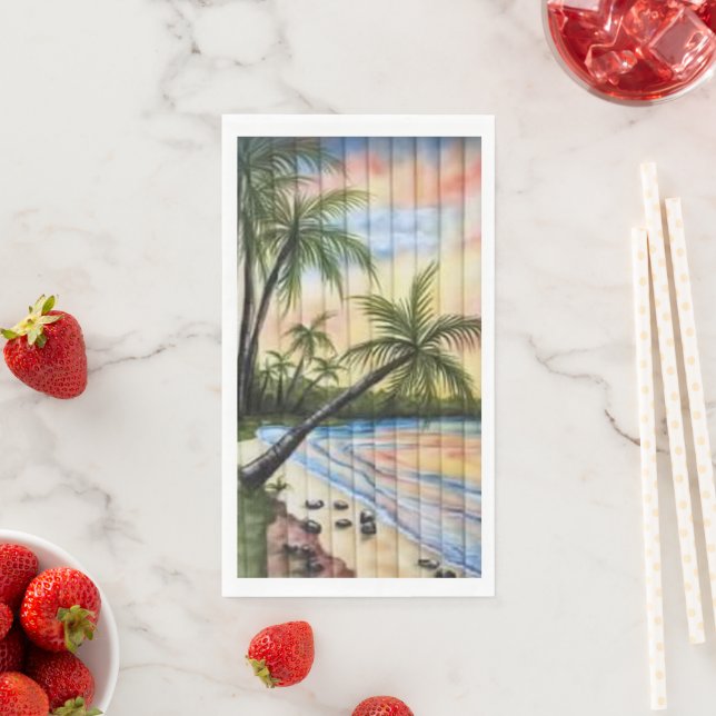 TROPICAL PALM TREES BEACH BLINDS NAPKIN (Insitu)