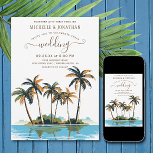 Tropical Palm Trees Beach Destination Wedding Invitation