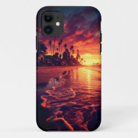 Tropical Palm Trees Beach Island Sunset