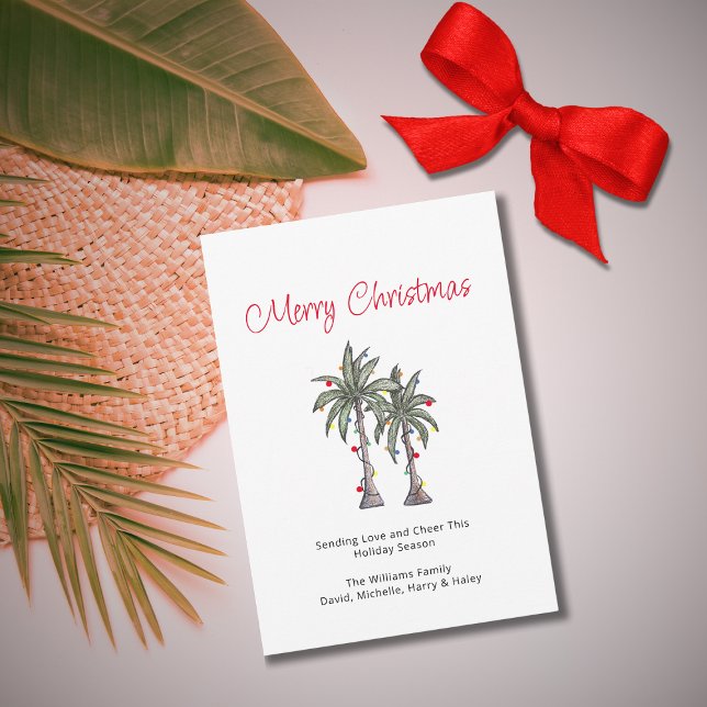 Tropical Palm Trees Beach Merry Christmas  Holiday Card (Creator Uploaded)