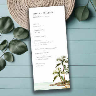 Tropical Palm Trees Beach Sand Wedding Program Invitation