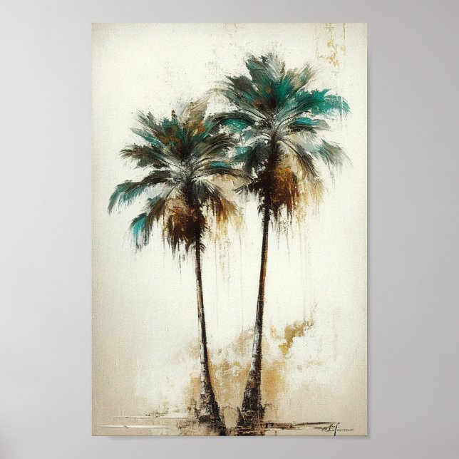 Tropical Palm Trees, Beach Wall Art Poster  (Front)