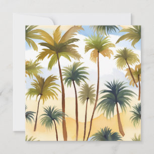 Tropical Palm Trees   Beach Watercolor Card