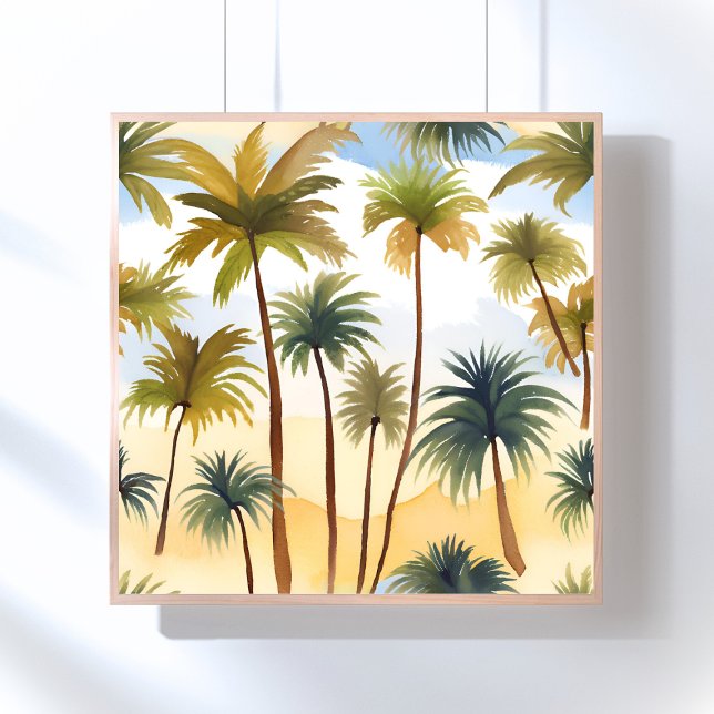 Tropical Palm Trees | Beach Watercolor Painting Poster (Creator Uploaded)