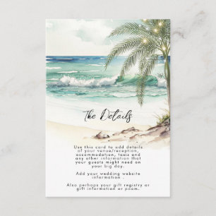 tropical palm trees beach wedding information card