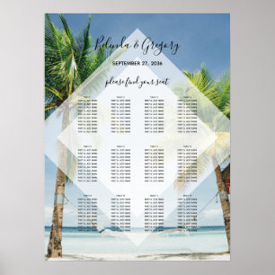 Tropical Palm Trees Beach Wedding Seating Chart