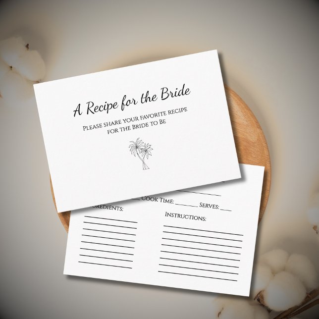 Tropical Palm Trees Bridal Shower Recipe  Enclosure Card (Creator Uploaded)