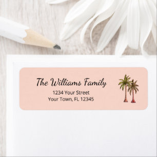 Tropical Palm Trees Bush Pink Beach Return Address