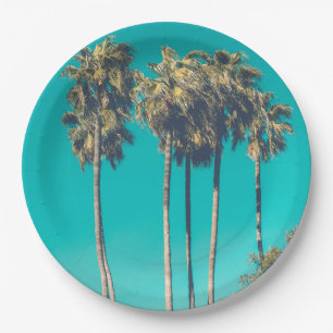 Tropical Palm Trees California Retro Paper Plate