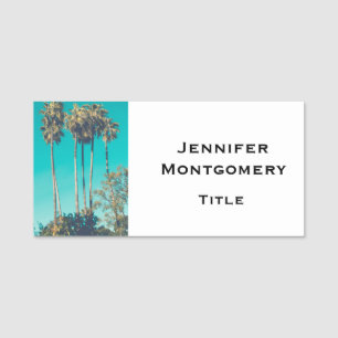Tropical Palm Trees California Retro Vibe Name Tag