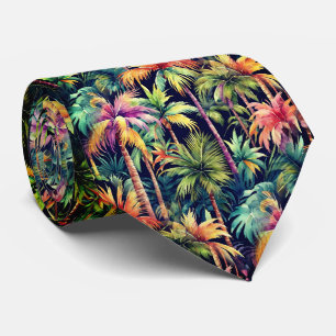 Tropical Palm Trees Coastal Beach Night Tie