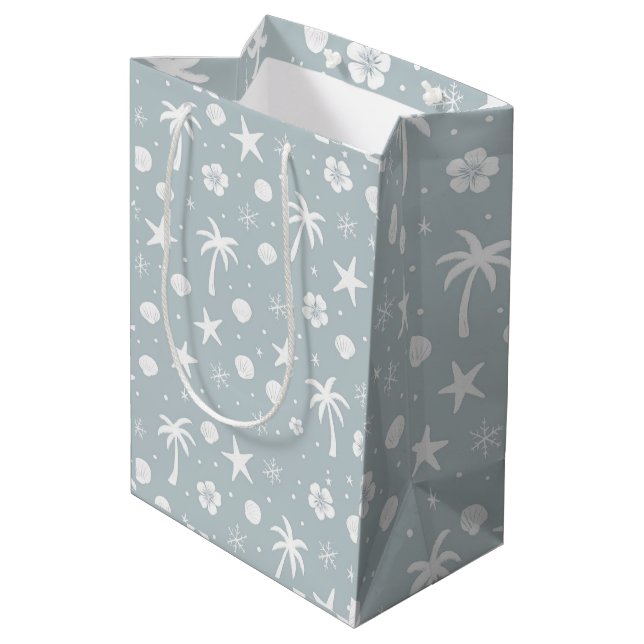 Tropical Palm Trees Coastal Christmas  Medium Gift Bag (Back Angled)
