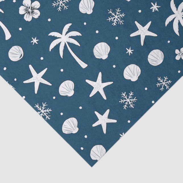Tropical Palm Trees Coastal Christmas  Tissue Paper (Detail)