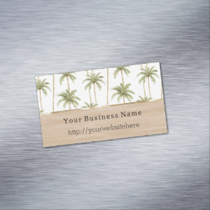 Tropical Palm Trees Cream Business name website Magnetic Business Card