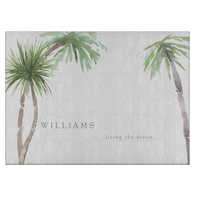 Tropical Palm Trees Custom Living the Dream Cutting Board (Front)