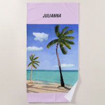 Tropical Palm Trees customizable Beach Towel