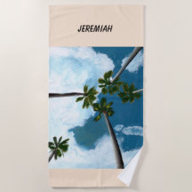 Tropical Palm Trees customizable Beach Towel
