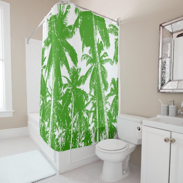 Tropical Palm Trees Design Shower Curtain (In Situ)