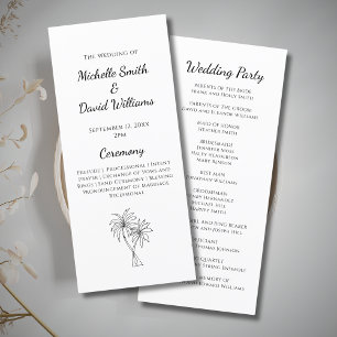 Tropical Palm Trees Destination Wedding Ceremony Programme