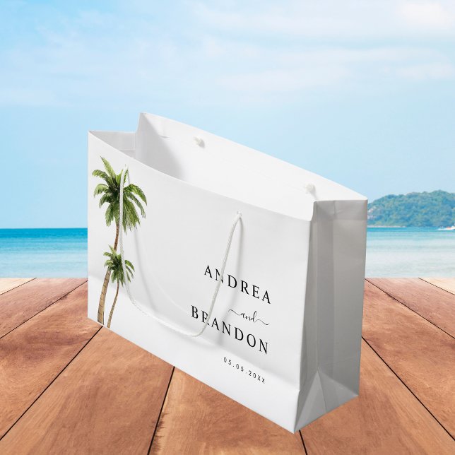Tropical Palm Trees Destination Wedding Guests Large Gift Bag (Creator Uploaded)