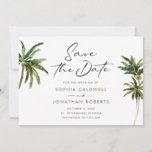 Tropical Palm Trees Destination Wedding Save The Date