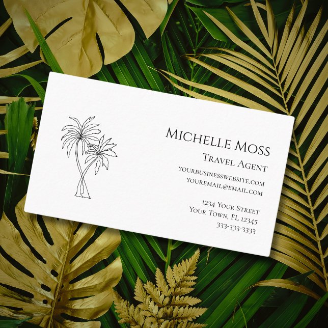 Tropical Palm Trees Drawing Simple Botanical  Business Card (Creator Uploaded)