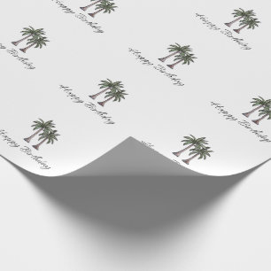 Tropical Palm Trees Elegant 30th Birthday Party Wrapping Paper