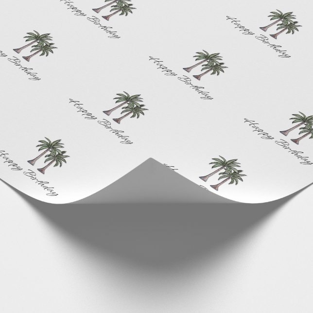 Tropical Palm Trees Elegant 30th Birthday Party Wrapping Paper (Corner)
