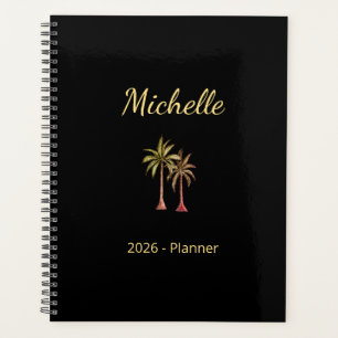 Tropical Palm Trees Elegant Modern Beach Gold Planner