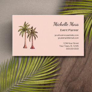Tropical Palm Trees Event Planner Peach Business Card
