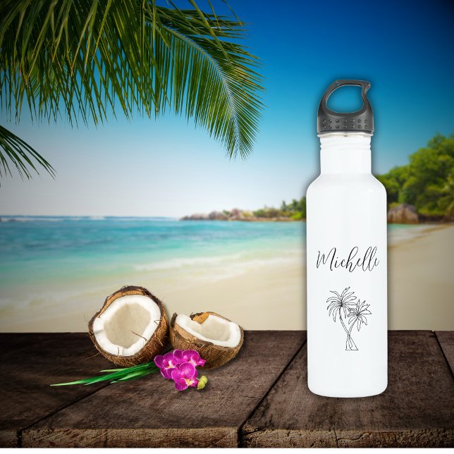 Tropical Palm Trees Foliage Elegant Botanical  710 Ml Water Bottle (Creator Uploaded)