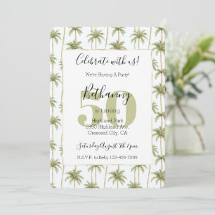 Tropical Palm Trees Green 50th Birthday  Invitation