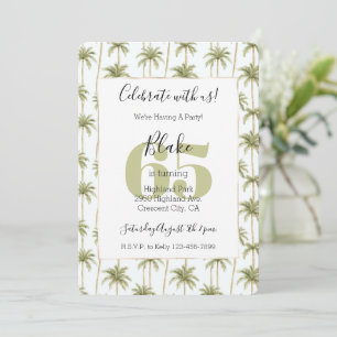 Tropical Palm Trees Green 65th Birthday  Invitation