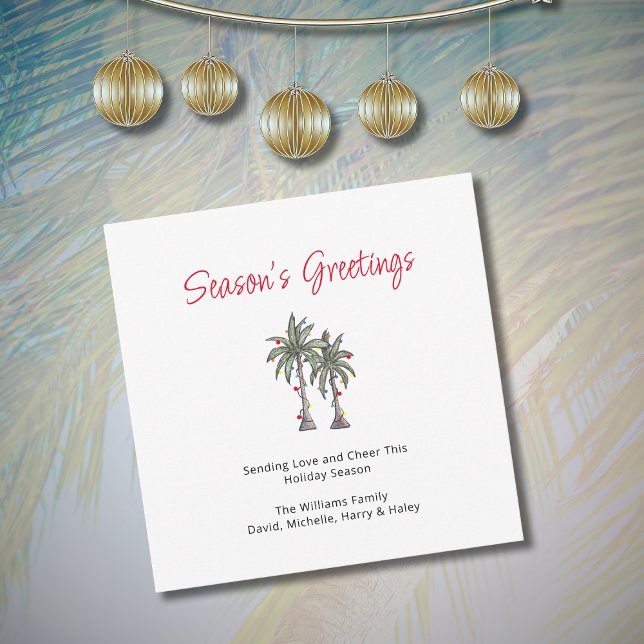 Tropical Palm Trees Illustration Beach Christmas  Holiday Card (Creator Uploaded)