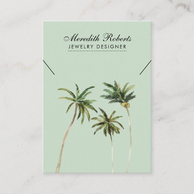 Tropical Palm Trees Jewellery Necklace Display Car Business Card (Front)
