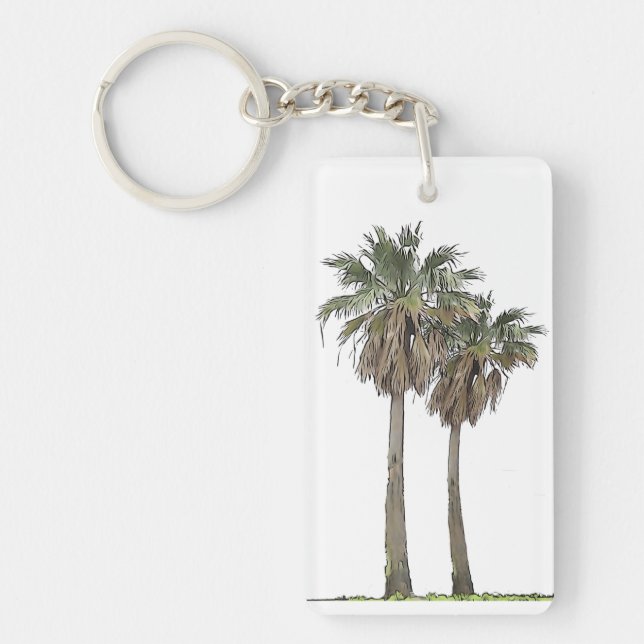 Tropical Palm Trees Keychain (Front)