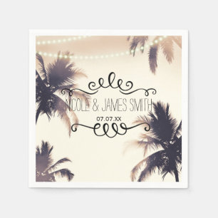 Tropical Palm Trees & Lights Cream Dream Napkin