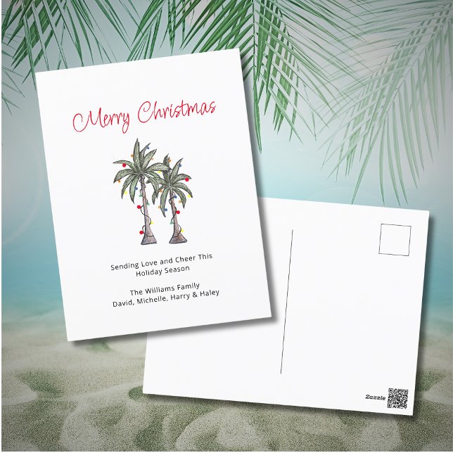 Tropical Palm Trees Merry Christmas  Holiday Postcard (Creator Uploaded)