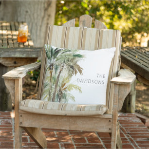 Tropical Palm Trees Modern Beach Cushion