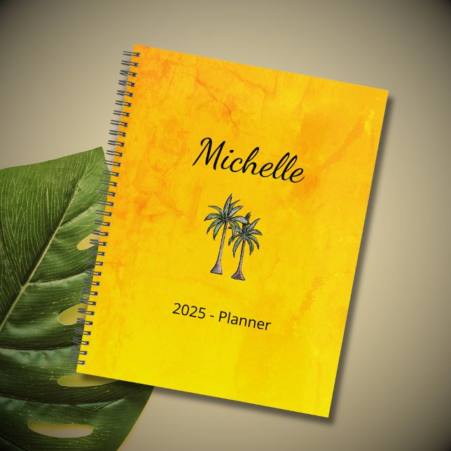 Tropical Palm Trees Modern Beach Elegant Gold Planner (Creator Uploaded)