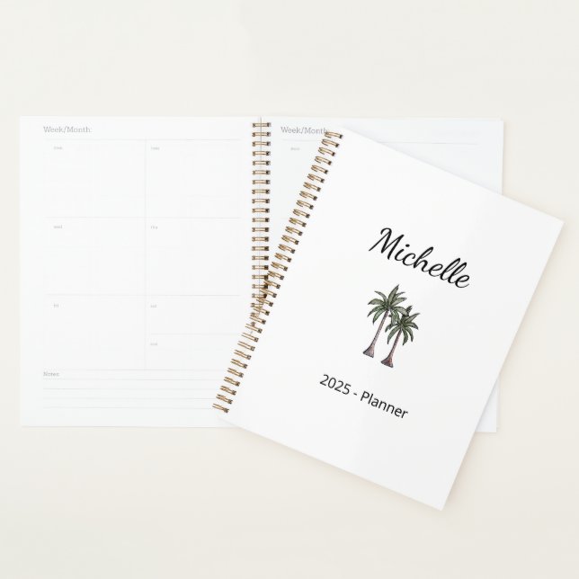 Tropical Palm Trees Modern Beach Personalised Planner (Display)